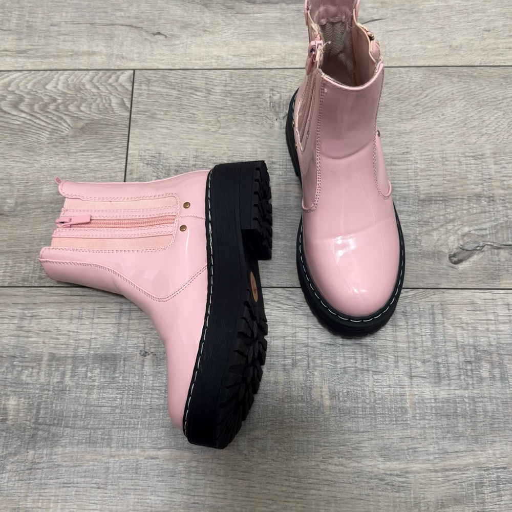 Link Glossy Pink Combat Boots